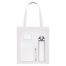 Подарочный набор Welcome Pack: бутылка для воды, ежедневник недатированный, ручка шариковая, зарядное устройство, шопер, белый фото