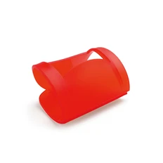 Подставка под визитки пластиковая, красная фото