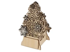 Подсвечник деревянный с электрической свечой Ель, натуральное дерево фото