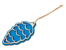 Подвеска деревянная на елку Cedar, синяя фото