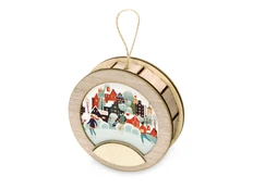 Подвеска новогодняя с подсветкой «Шар», бежевая / разноцветная фото