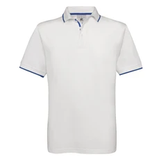 Футболка поло мужская B&C Safran Sport, белая / синее фото