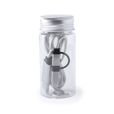 Кабель для зарядки USB 3 в 1: micro USB / Lightning / Type C, в стеклянной банке, Drimon, серый фото