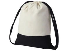 Рюкзак-мешок из хлопка Cotton, 170 г/м2, черный / бежевый фото