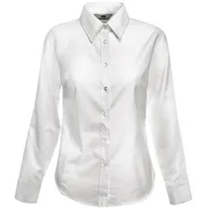 Рубашка женская Fruit of the Loom Lady-Fit Long Sleeve Oxford Shirt, белая фото