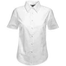 Рубашка женская Fruit of the Loom Lady-Fit Short Sleeve Oxford Shirt, белая фото