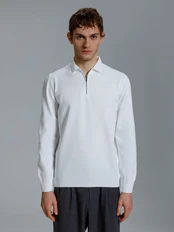 Рубашка поло мужская с длинным рукавом Molti Terrazzo, белая фото