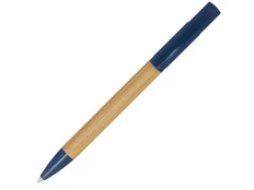 Ручка-держатель для мобильного телефона деревянная Delfina, черные чернила, бежевая / голубая фото