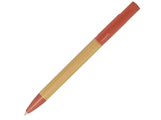 Ручка-держатель для мобильного телефона деревянная Delfina, черные чернила, бежевая / красная фото