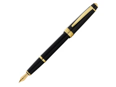 Ручка перьевая пластиковая Cross Bailey Ligh Polished Black Resin and Gold Tone, перо F, черная фото