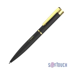 Ручка шариковая CPen Alice, чёрная/золотая, покрытие soft touch фото