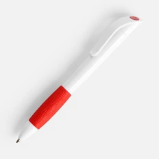 Ручка шариковая пластиковая с грипом Open Grip, белая / красная фото