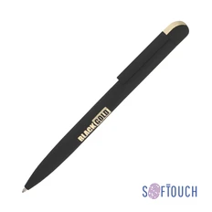 Ручка шариковая металлическая Chili Jupiter, soft touch, черная / золото фото