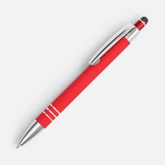 Ручка шариковая металлическая Sansen Soft Touch со стилусом, красная фото
