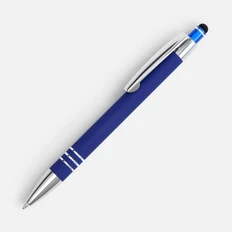 Ручка шариковая металлическая Sansen Soft Touch со стилусом, синяя фото
