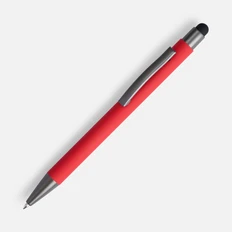 Ручка шариковая металлическая со стилусом Open Atento Soft Touch, красная фото