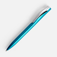 Ручка шариковая пластиковая Open Pin Silver, голубая / серебристая фото