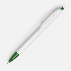 Ручка шариковая пластиковая Open Tick, белая / зеленая фото