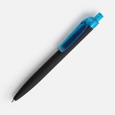 Ручка шариковая Prodir QS01 PRT-P Soft Touch, черная / голубая фото