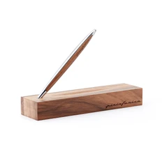 Ручка шариковая с подставкой Pininfarina Cambiano Shiny Chrome, коричневая / серебряная фото