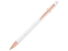 Ручка-стилус шариковая металлическая Nanna, черные чернила, белая / розовая фото