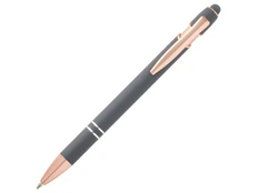 Ручка-стилус шариковая металлическая Nanna, черные чернила, серая / розовая фото