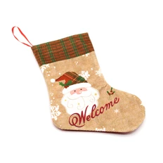 Сапожок подарочный новогодний №3 «Олень», коричневый / белый фото