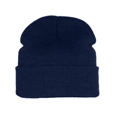 Шапка вязаная двойная Essential, темно-синяя фото