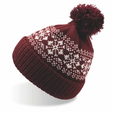 Шапка вязаная с снежинками и помпоном Atlantis Flake, бордо фото