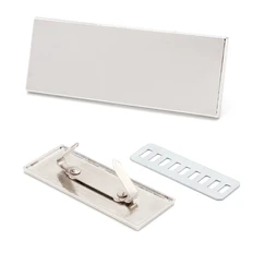 Шильд металлический, 4,9х1,9 см, серебристый фото