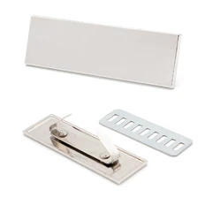 Шильд металлический, 5х1,6 см, серебристый фото