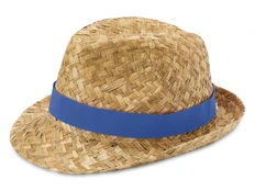 Шляпа из натуральной соломы Pricus, бежевая / светло-синяя фото