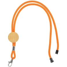 Шнурок для бейджа с деревянным шильдом Tube Wood, оранжевый фото