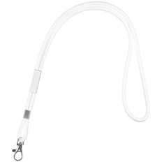 Шнурок для бейджа с карабином Tube Metal, белый фото