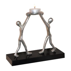 Скульптура-подсвечник «Единство», черная / серая фото