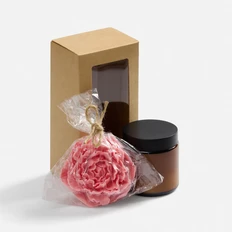 Спа-набор Floralia: свеча ароматическая и мыло ручной работы, розовый / черый фото