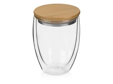 Стакан с двойными стенками и бамбуковой крышкой Eat & Bite Select Valday, 350 мл, прозрачный / бежевый фото