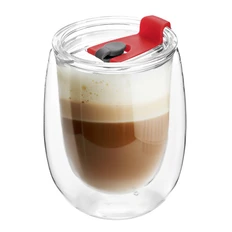 Стакан стеклянный Mango To Go, белый / красный фото