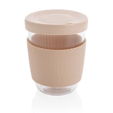 Стакан стеклянный с силиконовой крышкой и держателем Ukiyo, 360 мл, коричневый фото