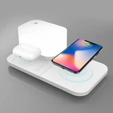 Станция настольная беспроводная зарядная с увлажнителем и лампой Smart Base, белая фото