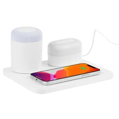 Станция беспроводной зарядки с колонкой и ночником Uniscend Trilogy, белая фото