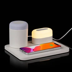 Станция беспроводной зарядки с колонкой и ночником Uniscend Trilogy, белая фото