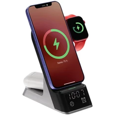 Станция зарядная c часами для смартфона, часов и наушников Uniscend E-Store, черная фото