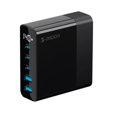 Станция зарядная Deppa 3xUSB Type-C, 2xUSB, PD, QC, 140Вт, черная фото
