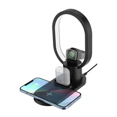 Станция зарядная настольная беспроводная Starship с лампой и MagSafe, черная фото