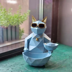 Статуэтка-органайзер «Кот фантазер» голубая фото