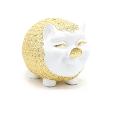 Статуэтка «Свинка», белая / золотистая фото