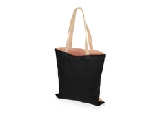 Сумка для шопинга хлопковая Twin, 180 г/м2, черная/ бежевая фото