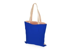 Сумка для шопинга хлопковая Twin, 180 г/м2, синяя/ бежевая фото