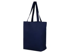 Сумка хлопковая с широким дном Levy, 240 г/м2, темно-синяя фото